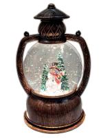Фонарь Новый год музыкальный LED с эффектом снегопада "Снеговик"12,5*7,5*20,5/24 арт. 652229