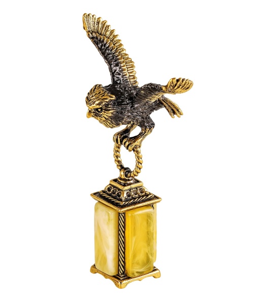 Фигурка из латуни Птица Сова с фонарем 50х95 мм. арт. 2286