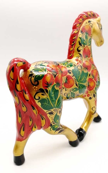 Фигурка Конь керамический хохлома 20х20 см.