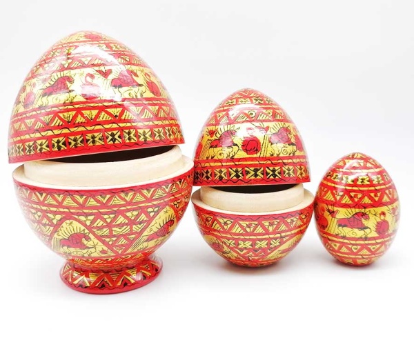 Мезенская роспись. Пасхальные яйца 11х7 см. арт. 890900204