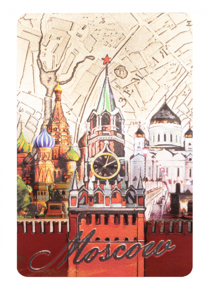 Карты игральные сувенирные фольга Москва. Спасская башня, цвет серебро арт. 854348