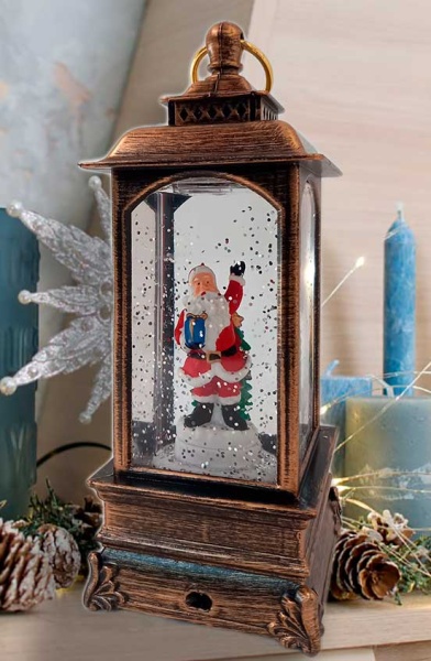Фонарь, светильник новогодний с эфектом снегопада "Снеговик" 20х8 см. арт. 765655