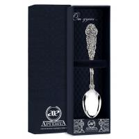 картинка Серебряная чайная ложка "Ажур" с чернением  Артикул: 1026ЛЖ03006 магазин 