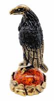 Фигурка Птица "Ворон на гнезде" (Янтарь, латунь) 5,5х3 см. арт. 98236694 магазин сувениров Наши подарки