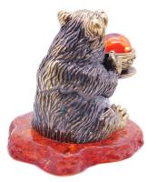 Фигурка Медведь "С чаем" (Янтарь, латунь) 4х5 см. арт. 12110094 магазин сувениров Наши подарки