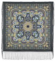Платок 148 см. из уплотненной шерстяной ткани с шелковой бахромой "Идиллия", вид 12, арт. 1788-12 Москва