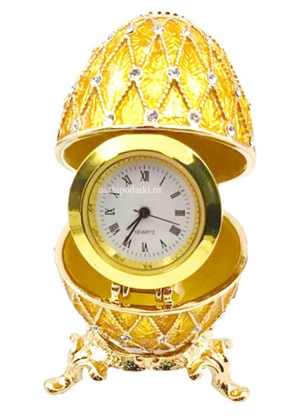 Яйцо пасхальное "Сетка 5 рядов" с часами со стразами, цвет золотой арт. HAD300CL010 