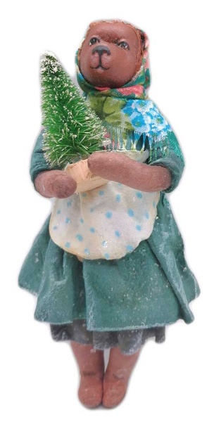 Ватная елочная игрушка "Медведица с елочкой" 15 см. арт. 684338