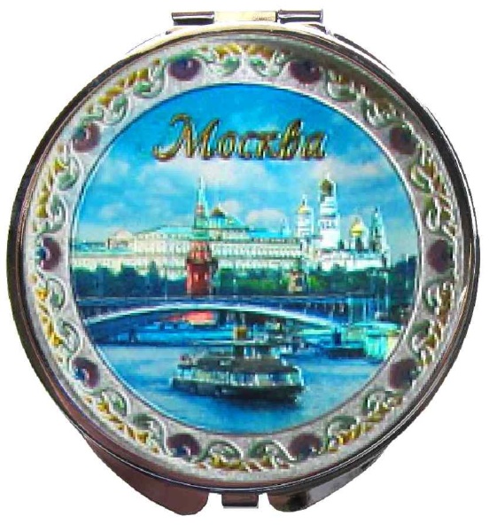Зеркало "Москва" с фольгированной вставкой, диаметр 7 см арт. 675633