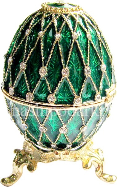 Яйцо пасхальное "Сетка 5 рядов" со стразами, цвет зелёный арт. HAD30002 