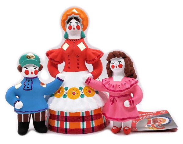 Дымковская игрушка Няня с детьми 14 см.арт. 831533