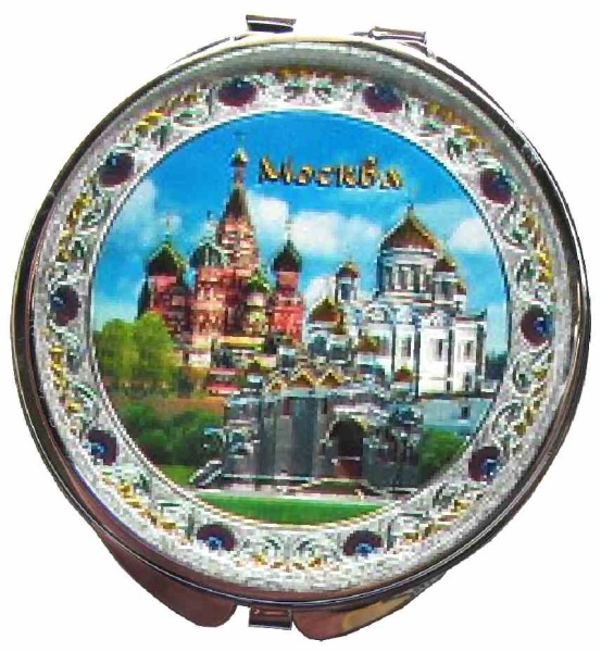 Зеркало "Москва" с фольгированной вставкой, диаметр 7 см арт. 998655