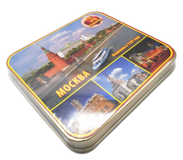 Чай шкатулка подарочная с магнитом "Москва кремль" 17х17 см. арт. 785431
