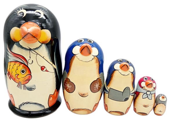 картинка Матрешка пингвин 5 мест 16 см. арт. 9867533 матрешки