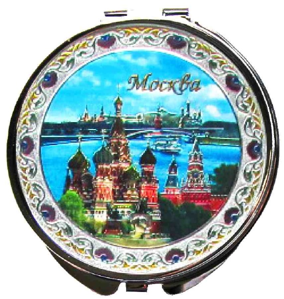 Зеркало "Москва" с фольгированной вставкой, диаметр 7 см арт. 89789656