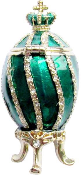 Яйцо пасхальное "Витое малое с короной" со стразами, цвет зелёный 3,5 см. арт. HE022203 