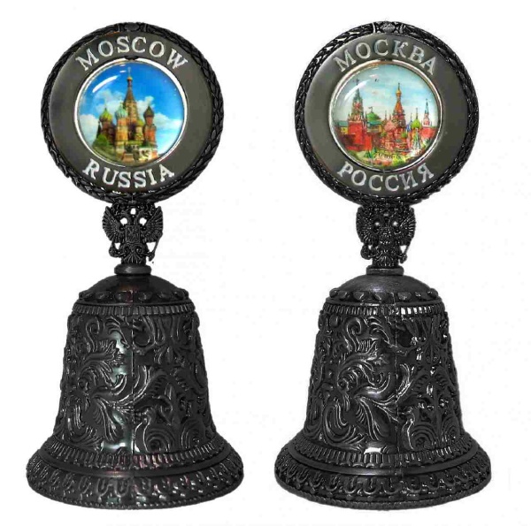 Колокольчик "Москва" с цветной вставкой, высота 9,5 см арт. 687643