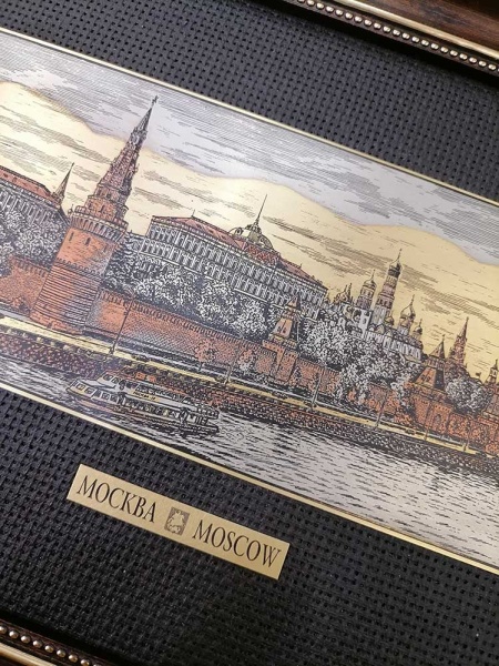 Офорт - гравюра "Москва вид на кремль с большого каменного моста" 21х40 см. арт. 5242413