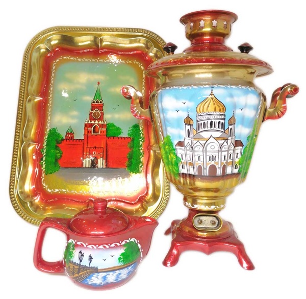 Самовар электрический набор с росписью 3 литра "Москва" арт. 8722622 