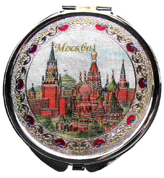 Зеркало "Москва" с фольгированной вставкой, диаметр 7 см арт. 978877